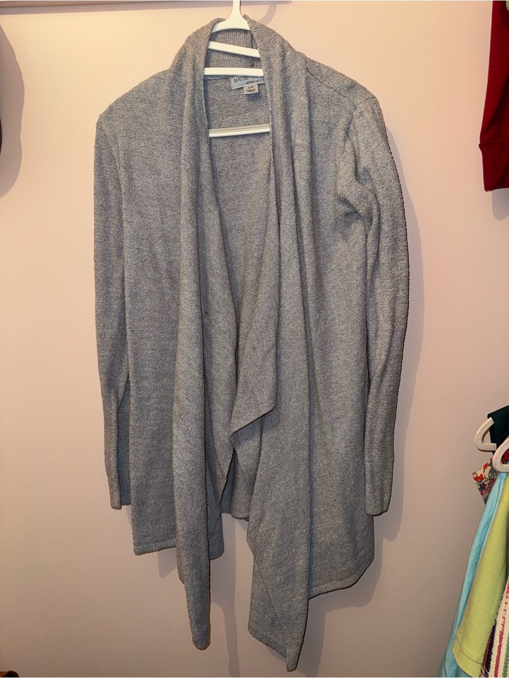 Barefoot Dreams Light Gray Open-Front Draped Cardigan